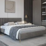 Łóżko tapicerowane LOLA na metalowych nogach