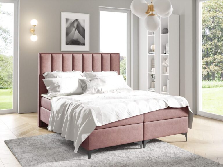 Łóżko kontynentalne SOUL na metalowych nogach i z dwoma pojemnikami